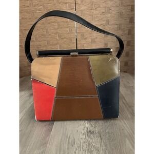 Vintage Naturalizer Color Block Patchwork Purse Handbag 1960s Good Vtg Condition